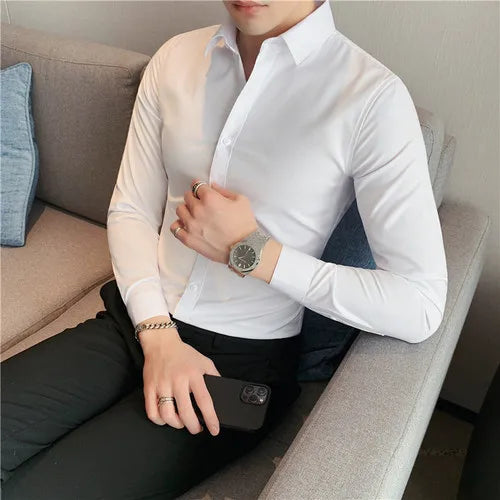 Camisa Casual Masculina de Manga Longa