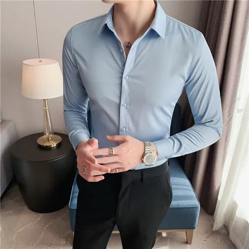 Camisa Casual Masculina de Manga Longa