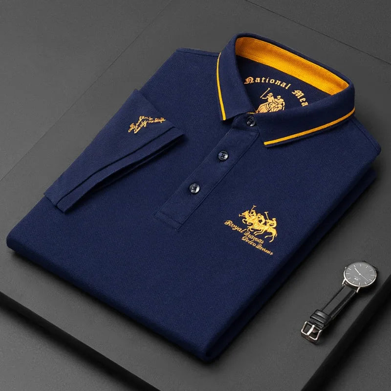 Polo Masculina Casual com Bordado